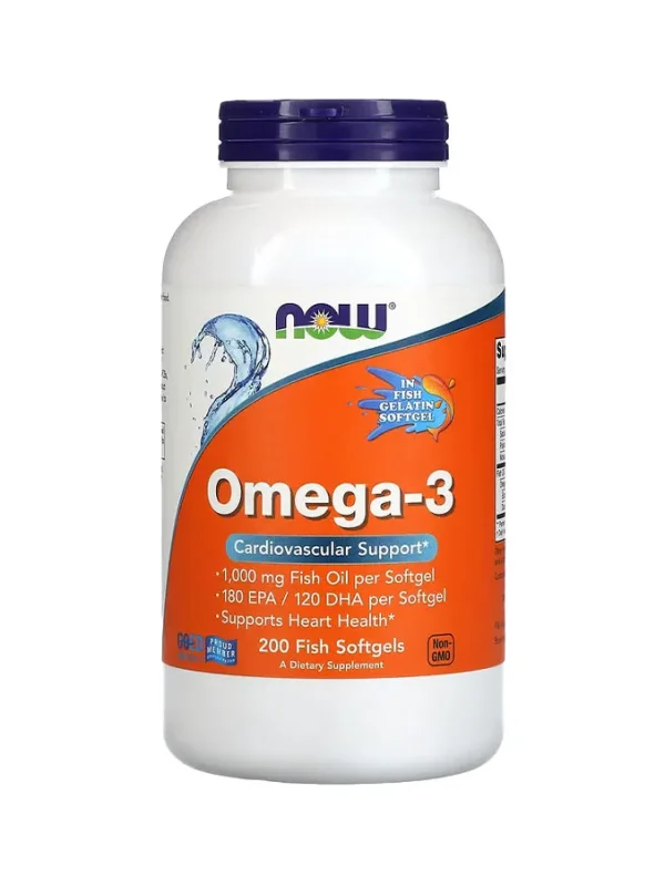 Ómega-3 molecularmente destilado 200 cápsulas Now