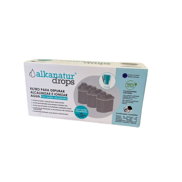 Filtro água c/zeolite, 3unidades, Alkanatur