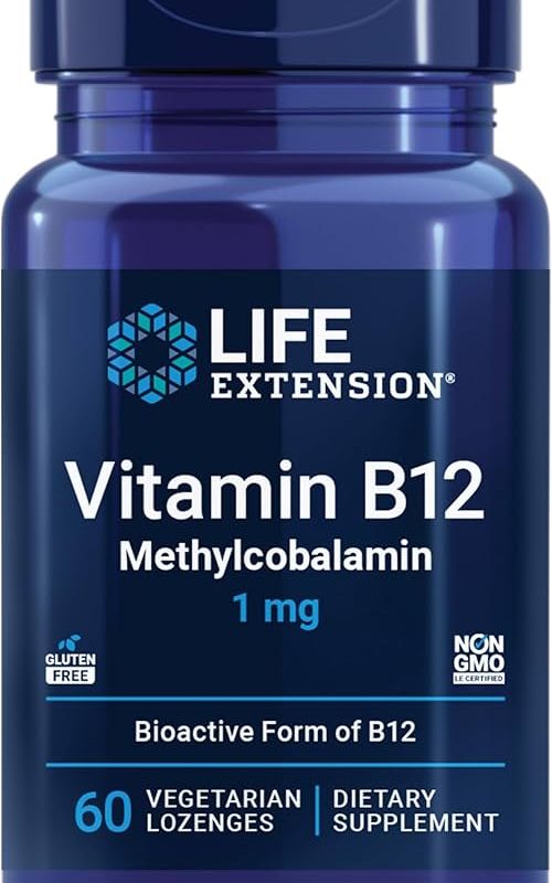 Vitamina B12 methylcobalamine 1000mcg 60 pastilhas Life Extension